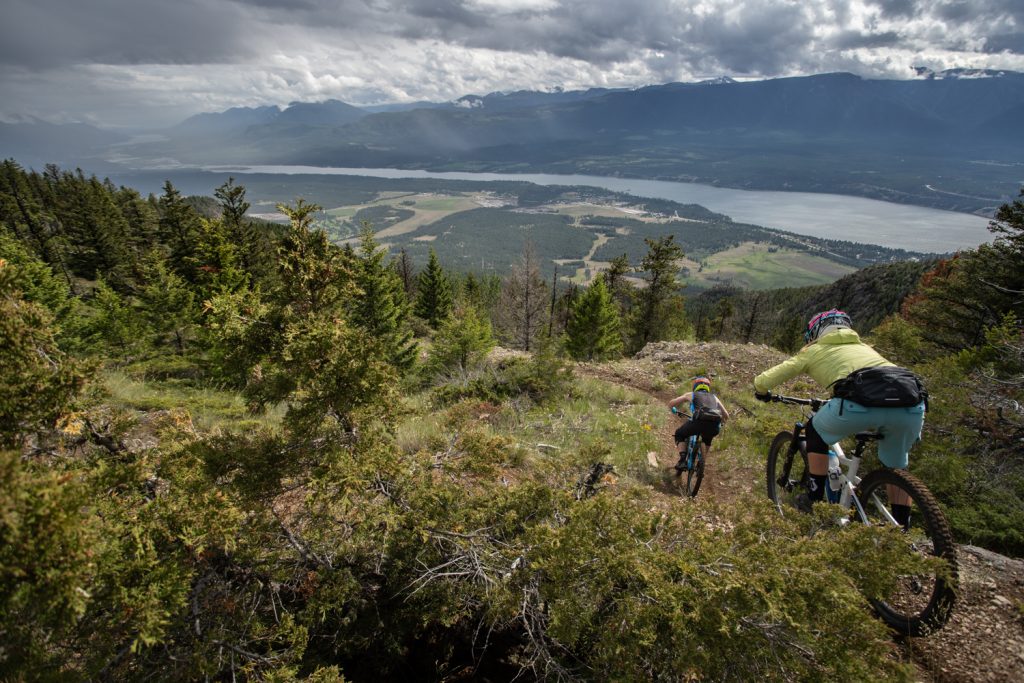 Mountain bike riders going down Mount Swansea 